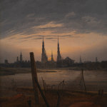 Caspar David Friedrich. Città al chiaro di luna, 1817, olio su tela, cm. 45,8 x 33. Winterthur, Museum Oskar Reinhart am Stadtgarten