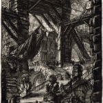 Giovanni Battista Piranesi. La scalinata con trofei, da Le carceri d’invenzione, 1761 circa, acquaforte, mm. 560 x 420. Venezia, Fondazione Giorgio Cini onlus