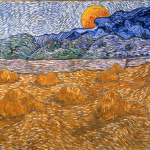 Van Gogh. Paesaggio con covoni e luna nascente, 1889, olio su tela, cm. 72 x 91,3. Otterlo, Kröller-Müller Museum