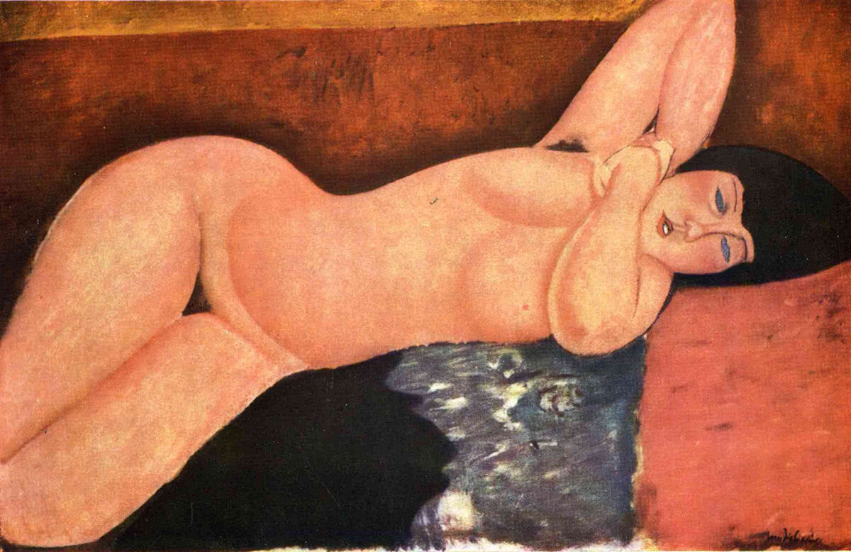 Amedeo ModiglianI - Lying nude woman,l oil on canvas, 1917. Pinacoteca  Giovanni e Marellla Agnelli | Katarte