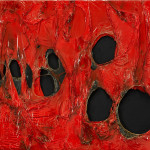 Alberto Burri. Red plastic, 1963. Acrylic and burned plastic on canvas, cm. 102 x 90. © Palazzo Albizzini Foundation, Burri Collection, Città di Castello, Italy