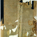 Alberto Burri. The Rip, 1952. Oil, fabric, thread, pumice, and glue, cm. 87 x 58. Beatrice Monti della Corte Collection. © Palazzo Albizzini Foundation, Burri Collection, Città di Castello, Italy /2015 Artist Rights Society (ARS), New York/SIAE, Rome. Photo: © Christie’s Image Ltd