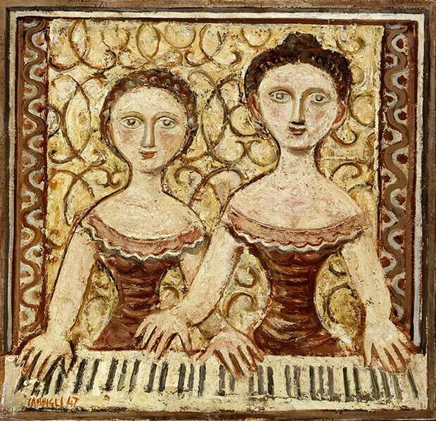 Massimo Campigli Donne al piano 1947 olio su tela MART