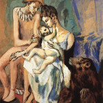 Pablo Picasso.  Famiglia di acrobati con la scimmia, 1905,  gouache, acquarello, pastello e inchiostro di china su cartone, cm. 104 x 75