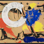 Theodor Werner. Cerchio bianco su sfondo giallo, 1955, tecnica mista su carta intelata, cm. 27 x 35