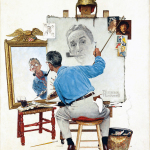 Norman-Rockwell-Triple-Self-Portrait-1960