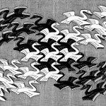 Escher. Swans, 1956. Wood engraving