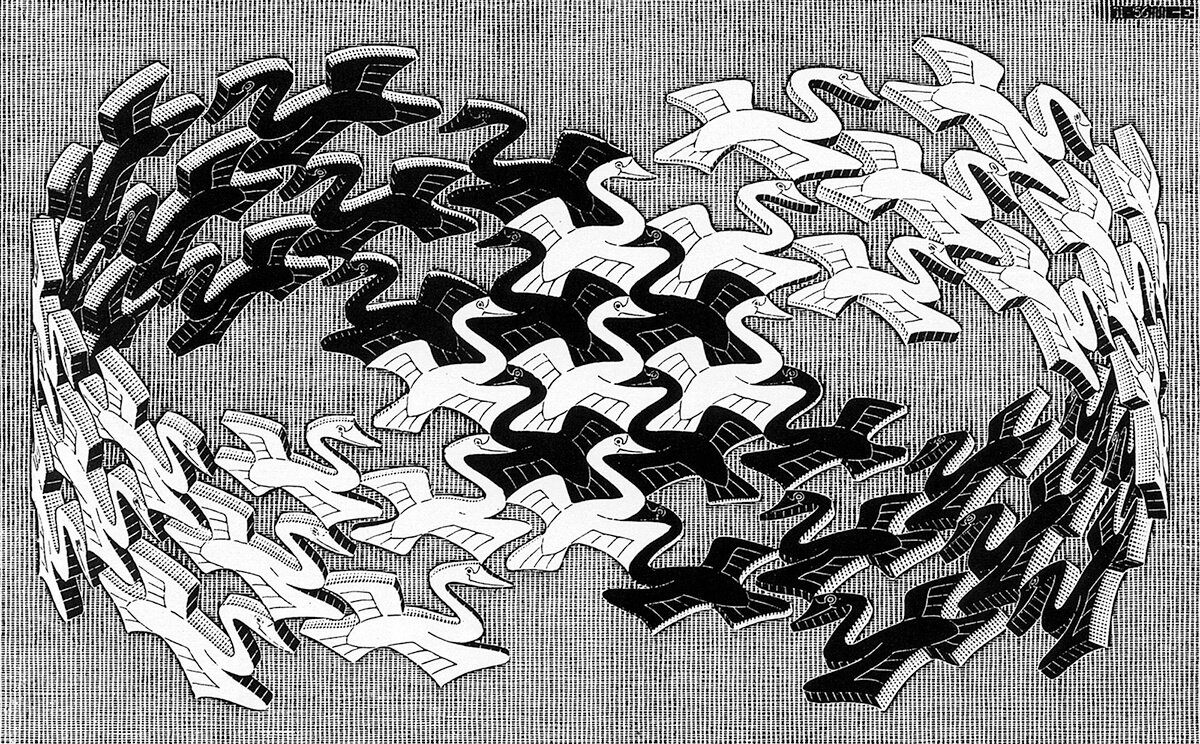 Escher. Swans, 1956. Wood engraving | Katarte