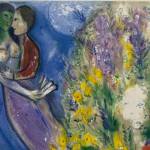 Marc Chagall. Loving couple and flowers, 1949. Lithograph in colors, (detail)